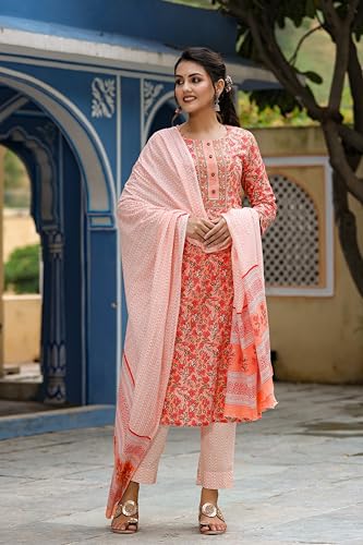 Image of Vaamsi Women's Rayon Blend Floral Printed Straight Kurta Pant With Dupatta
