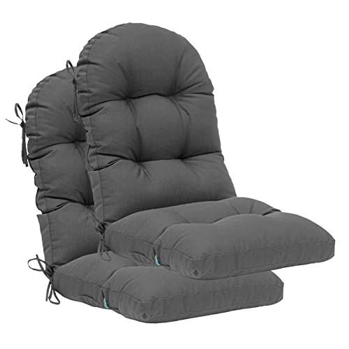 Image of QILLOWAY Outdoor High Back Chair Cushion for Adirondack, All Weather Rocking Chair Cushions Thick Padded Replacement for Patio Furniture Set of 2,Dark Grey