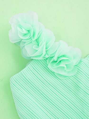 Kids One Shoulder Asymmetrical Chiffon Junior Bridesmaid Wedding Flower Girl Dress Party Princess Dress3