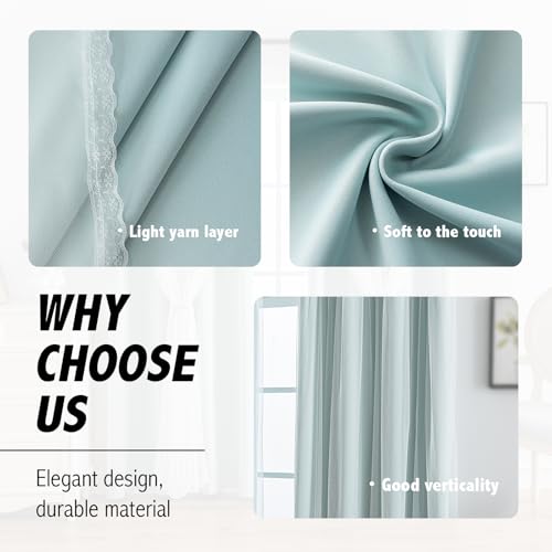 Image of Anytime Double Layer Blackout Curtains 2 Panels,52Wx90L,Light Blue
