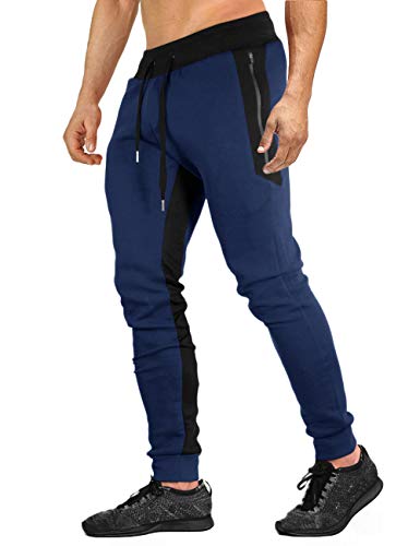 EKLENTSON Joggers for Men Slim Fit Athletic Pants for Men with Pockets Mens Joggers Sweatpants Navy Blue