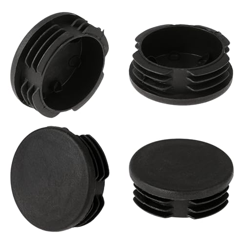 Image of 4 Pcs Round Plastic Plug 2 inch Rubber Caps Rubber Furniture Leg Caps Black Pipe Tubing End Cap Pipe Tubing End Cap Black Furniture Leg Covers for Patio Indoor Rubber End Caps Prevent Floor Scratch(50mm)