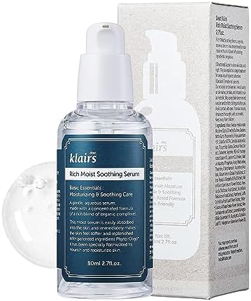 DearKlairs Klairs Rich Moist Soothing Serum 80 Ml, Korean Skincare, Instant Absorption, Non-Greasy, Hydration, Cooling, Basic Care, Unscented, Renewal
