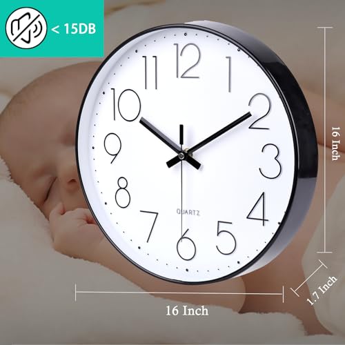 Image of jomparis 16 Inch Large Wall Clock Modern Elegant Style for Living Room Office Kitchen Dining Room