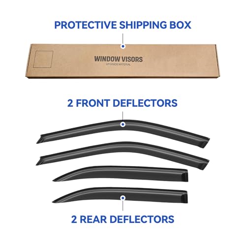 Image of Window Visors Rain Guards Shield for 1996-2000 Honda Civic Sedan, Out-Channel Window Vent Wind Deflectors Visors Shades for 96-00 Civic