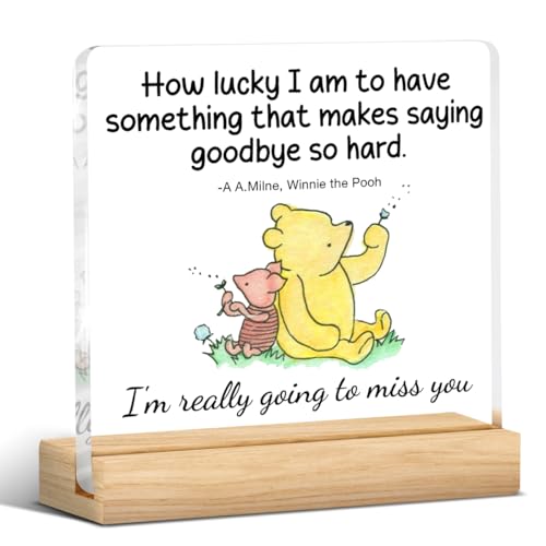 Leaving Gifts for Women Men, Farewell Gifts for Friends Coworker, Goodbye Going Away Gifts Acrylic Desk Sign Decor, How Lucky I Am to Have Something That Makes Saying Goodbye So Hard