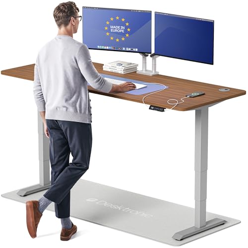 Image of Desktronic HomePro Standing Desk 80x30 - Made in Europe, Ergonomic Sit Stand Home Office Desk, Electric Height Adjustable, Dual Motor, USB & USB-C Charging, Wobble-Free, Touchscreen, 3 Memory Presets