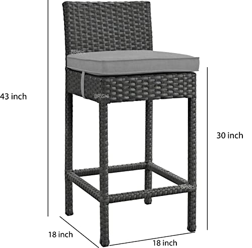 Image of BRISHI Outdoor Bar Set Garden Patio Bar Set 1+4 4 Chairs and Table Set Balcony Bar Table with Stool Set (Black)