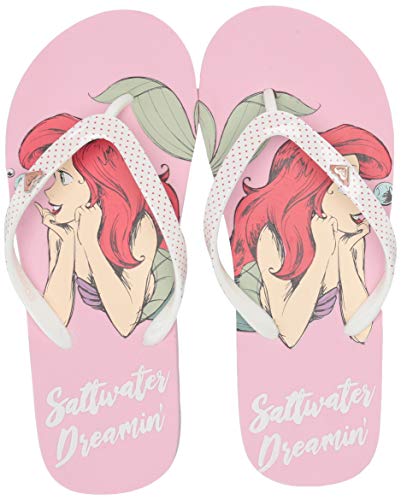 Roxy Girls' Little Mermaid Pebbles Flip Flop Sandal, Pink/Raspberry, 5 M Us Big Kid #TOP5