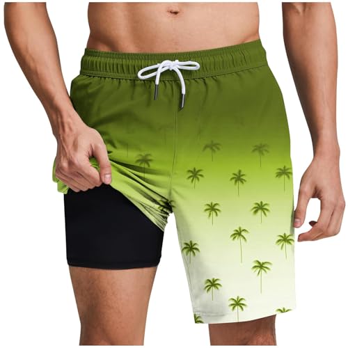 Floral Print Shorts for Men Lightweight Elastic Waist Hawaiian Short Pants Drawstring Summer Beach Trunks