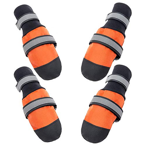SCENEREAL Waterproof Dog Shoes, Non-Slip Dog Boots, Reflective & Adjustable Dog Booties with Rugged Sole, Outdoor Pet Paw Protector for Small Medium Large Dogs, 2 Pairs