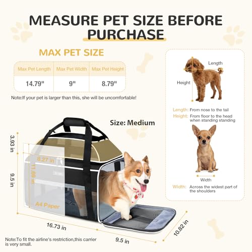 Lekereise Top-Expandable Pet Carrier 17x11x9.5 Inch Alaska Hawaiian Airline Approved Soft Sided Underseat to 12lbs Travel Carriers for Small Cats and Dogs with Locking Safety Zippers Anti-Scratch Mesh - Image 4