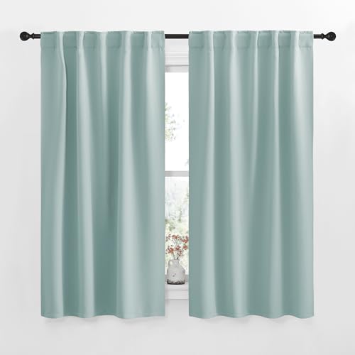 NICETOWN Blackout Curtain Panels for Living Room - (Aqua Blue Color) 42x63 Inch, 2 Panels Set, Thermal Insulated Room Darkening Blackout Drapes/Draper