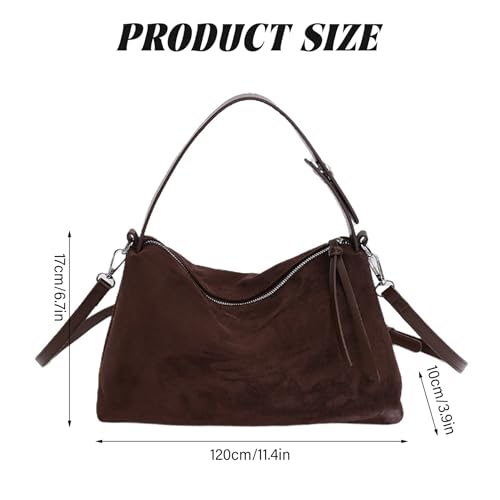 Sac à main en suède marron vintage au toucher velours d'exception - 4