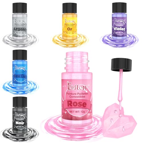 Paillettes Comestibles Liquide - Fidton 6 Couleurs de Paillette Alimentaire pour Cocktail, Paillettes Alimentaires Comestibles pour la Gâteaux, Paillette...