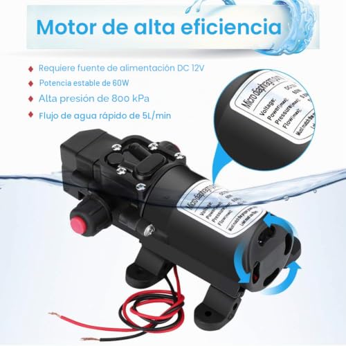 Bomba de agua de 12V con interruptor automático para barcos, caravanas y camping 4