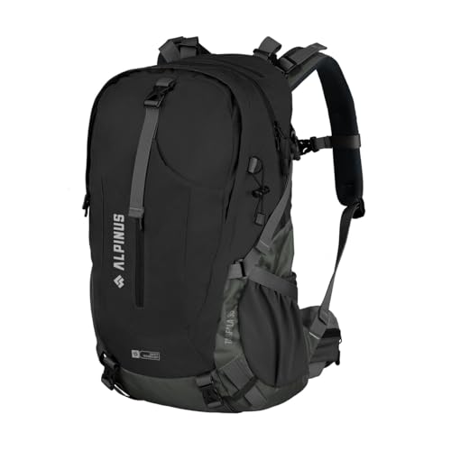 Alpinus Tarfala Wanderrucksack 35L Schwarz - Trekkingrucksack mit ADS-Belüftungssystem, Laptopfach & Regenhülle für Wandern & Tagestouren, Outdoor Rucksack für Wandern und Trekking