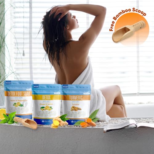 Detox Bath Bundle (3-Pack) Detox Bath Soak 2-lbs, Detox Foot Soak 2-lbs, Turmeric Bath Soak 2-lbs USP Grade Epsom Salt, Pure Essential Oils, Plus Vitamin C Crystals (3-Pack) - Image 4