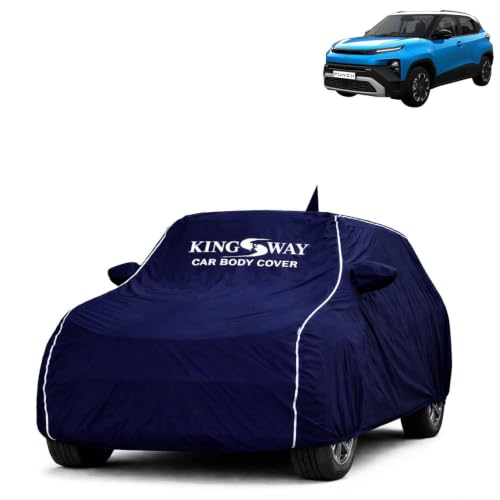 Image of KINGSWAY Super Waterproof Car Cover Only with Tata Punch (Year 2026 Onwards - All Model) | Mirror and Antenna Pockets | All Weather Car Body Cover with Silver Piping | Blue