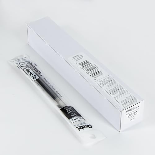 Image of Pentel Refill Ink - For EnerGel Gel Pen, 0.7mm Metal Tip, Medium, Black Ink, Pack of 6 Refills (LR7-6A)