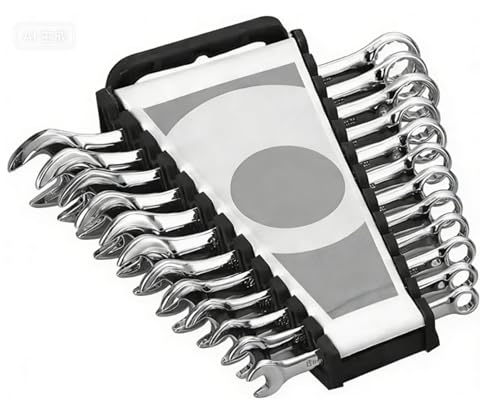 12-Piece Metric Wrench Sets Premium Combination Wrench Set Metric 6-22mm Max Torque 12-Point Chrome Vanadium Steel with Storage Rack For Auto Repairing Tools