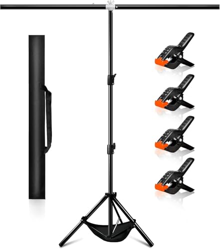 ManaPina Backdrop Stand Kit 5 x 6.5 ft Green Screen Stand Height Adjustable Portable Small 2 x 2 M Background Stand for Streaming Zoom YouTube Photography Birthday Party Tik Tok
