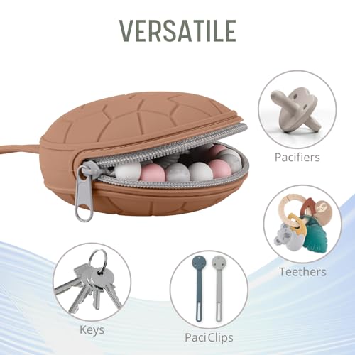 Image of Silicone Pacifier Holder Case, Newborn Baby Pacifier Holder for Boys & Girls (Pale Taupe /Oslo Grey)