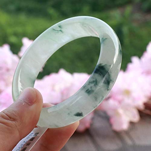 Bracelet en jade vert à fleurs flottantes, jonc en pierre naturelle femme