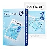 Torriden DIVE IN Hyaluronic Acid Facial Mask (10 sheets) | Deep Hydration Korean Face Sheet Mask | Panthenol & Allantoin | Korean Skincare Mask