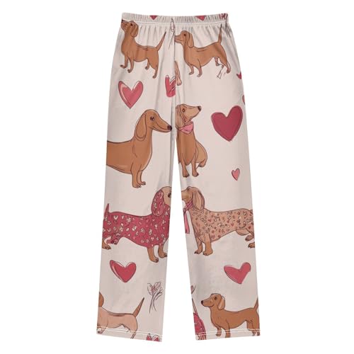 Dachshund Love Boys Long Pants Soft Trousers Elastic Waist Kids Lounge Bottoms with Pockets S-XL2