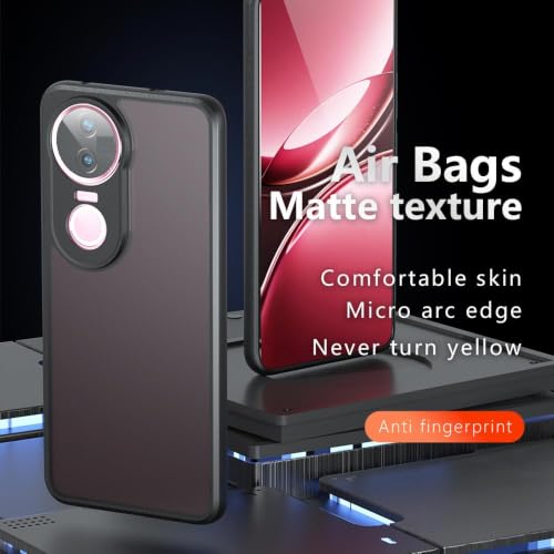 Image of Matte PC+TPU Phone Case for Vivo T4r 5G / Vivo V50 5G / Vivo V50e 5G Air Bag Protection, Air Bag Corners, Anti-Fingerprint, Never Turns Yellow, Micro Arc Edge, Camera Protection, Black