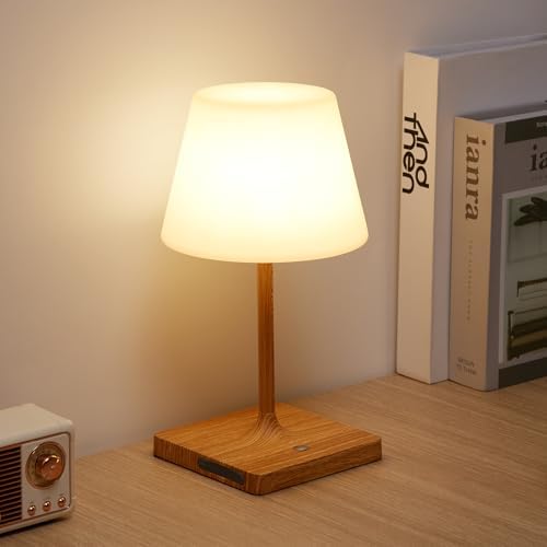 WEILAILUX Outdoor Battery Operated Table Lamp Waterproof, 4000mAh Wireless Table Lamp Rechargeable, Touch Dimmable Desk Lamp, LED Night Light for Patio Camping Restaurant Home (Wood Grain, 9.6 inch WEILAILUX Outdoor Battery Operated Table Lamp Waterproof, 4000mAh Wireless Table Lamp Rechargeable, Touch Dimmable Desk Lamp, LED Night Light for Patio Camping Restaurant Home (Wood Grain, 9.6 inch