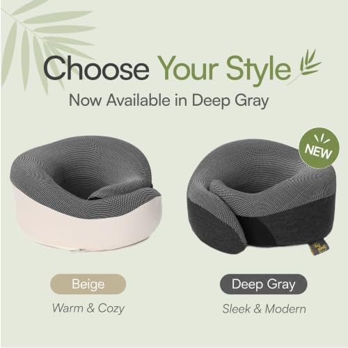 Image of Travel Neck Pillow for Airplanes, 360 Chin Support Memory Foam Travel Pillow for Long Flights, Bamboo Charcoal Memory Foam, Removable Washable Cover, Sleep Mask & Earplugs Included