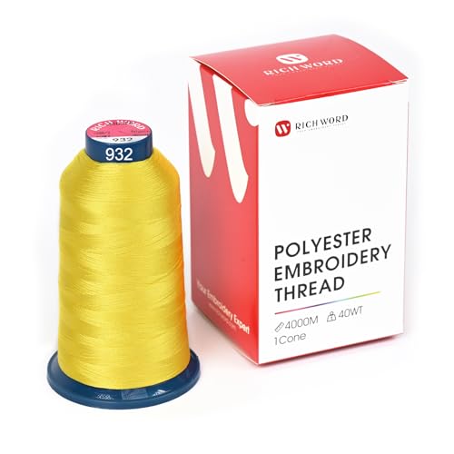 Image of Poolin Polyester Machine Embroidery Thread 4000M 40WT Sunshine Yellow 0932 | Smooth Feeding with Stable Tension for Clean, Consistent Stitching on Home and Commercial Embroidery Machines