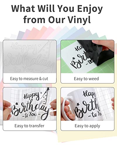 Image of Permanent Vinyl - 20Pack Adhesive Vinyl Sheets Assorted Colors, Permanent Vinyl Bundle for Cricut Machine, 12 inch x 11.8 inch Waterproof Outdoor Vinyl Perfect for Home Decor Car Decal Sticker