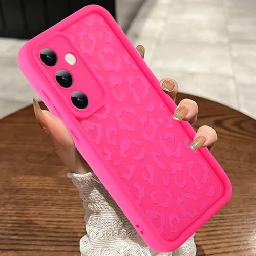 MOWIME Compatible with Samsung Galaxy S24 FE Case, Cheetah Print Shockproof Soft TPU Anti Scratch Protective Case for Women Girls, Slim Leopard Case for Samsung Galaxy S24 FE 6.7 Inch, Hot Pink -  Tian EYE-SamCH-S24FE-Hot Pink