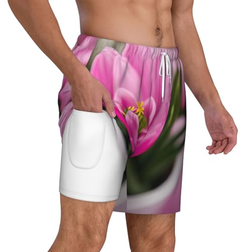 Spring is in The Air Men's Soft Double Swim Shorts, Lounge Swiming Shorts Pants Breathable Summer3
