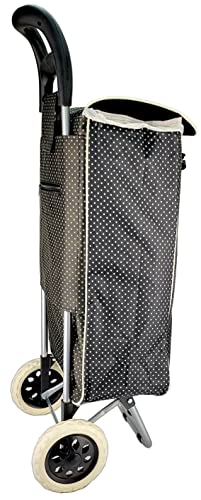 Einkaufstrolley / leichte robuste wetterfeste Konstruktion & Tasche (ca. 40L Stauraum)/ wendige leichtläufige Räder (Ø16cm gummiert geräuscharm) - leichtes Stufensteigen/ sehr leicht 1,5 Kg (schwarz) Cover