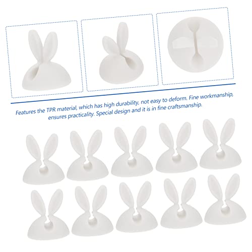 20 piezas organizador de cables con forma de conejo, diseño adorable, fácil instalación para el hogar y oficina, gestión de cables de escritorio miniatura 3