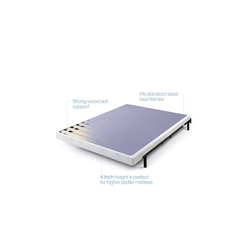 ZINUS Metal Box Spring with Wood Slats /4 Inch Mattress Foundation