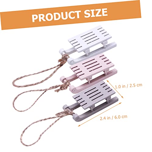 Foytoki 3Pcs Dollhouse Sleigh Woodsy Decor Toy Sleigh Desktop Decor Wood Sleigh Decor Wood Christmas Sled Mini House Accessories Xmas Tree Pendants Dolly House Decor Xmas Decor Wooden Baby #TOP2