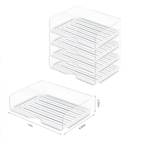 Image of 4-Tier Paper Organizer for Desk, Stackable Desk Organizer Paper Tray, Ideal for Office Supplies,A4 Storage (Clear, 4-Tier Widened)