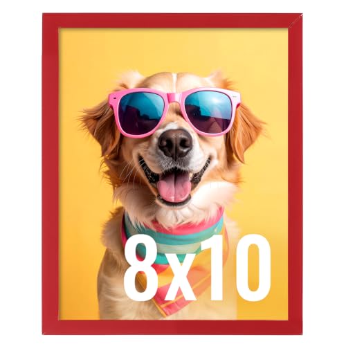 Image of LaVie Home 8x10 Picture Frame for Wall Display, 8x10 Red Picture Frame with HD Plexiglas, 8 x 10 Poster Frame 1 Pack, Display Frame for Vertical or Horizontal, Classic Collection