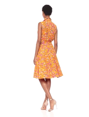 Nanette Nanette Lepore Women's Slvls Pintuck Shirtdress W/Sash Belt Dress,  Medieval Gold 187-8 Print, 2 at Amazon Women's Clothing store