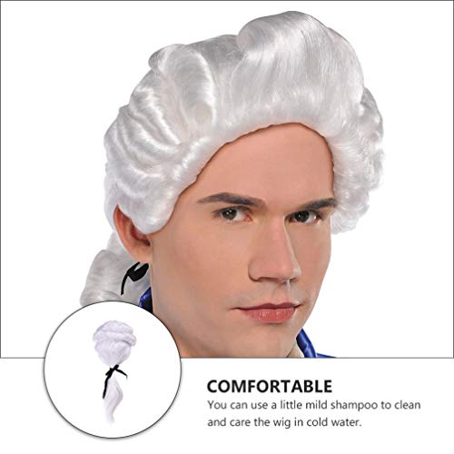 KESYOO Advogado Peruca George Washington Peruca Branca Juiz Peruca Longo Encaracolado Peruca Cosplay