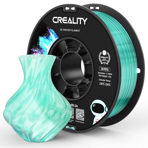 Official Creality PETG 3D Printer Filament 1.75mm 1KG (2.2lbs), High Precision, Strong Toughness, Odorless, Better Flow, Moistureproof 3D Printing CR PETG Filament, Translucent Cyan