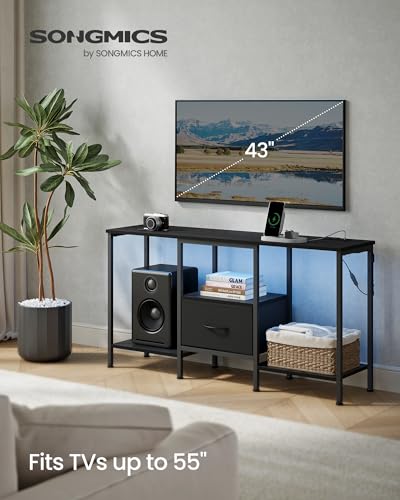 SONGMICS BELLAH Collection - TV Stand for TVs Up to 55 Inches, Media Console Table and Entertainment Center Unit for Living Room, with Shelves and Drawer, Steel, Modern, Ink Black ULGS031B101S - Image 3