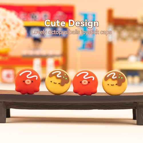 Image of GeekShare Cute Thumb Grip Caps Compatible with Switch / OLED / Switch Lite ,Soft Silicone Joystick Rocker Cover,4PCS- Takoyaki