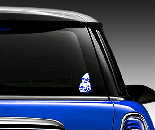 Image of 2 x Vinyl Self-Adhesive Stickers Hangover Baby on Board Decal Funny Blue Car Window Auto B 168
