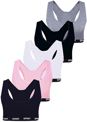 LOREZA ® 5 Mädchen Bustier aus Baumwolle X-Rücken Sport BH (152-158, Modell 2-5 STÜCK) LOREZA ® 5 Mädchen Bustier aus Baumwolle X-Rücken Sport BH (152-158, Modell 2-5 STÜCK)